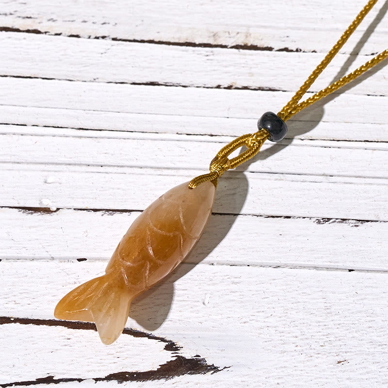 Nimara Ritual Carving Koi Fish Pink Crystal Indian Agate Amethyst Warmth Prosperity Necklace Pendant