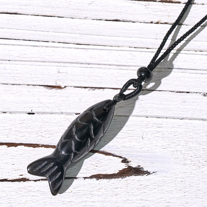 Nimara Ritual Carving Koi Fish Pink Crystal Indian Agate Amethyst Warmth Prosperity Necklace Pendant