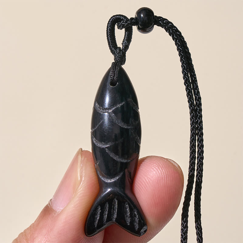 Nimara Ritual Carving Koi Fish Pink Crystal Indian Agate Amethyst Warmth Prosperity Necklace Pendant