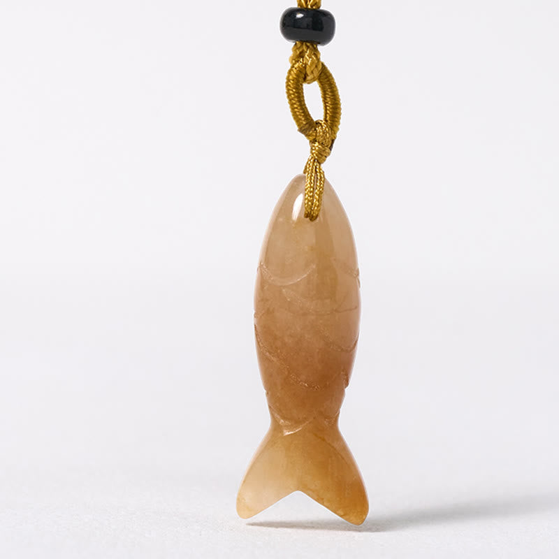 Nimara Ritual Carving Koi Fish Pink Crystal Indian Agate Amethyst Warmth Prosperity Necklace Pendant