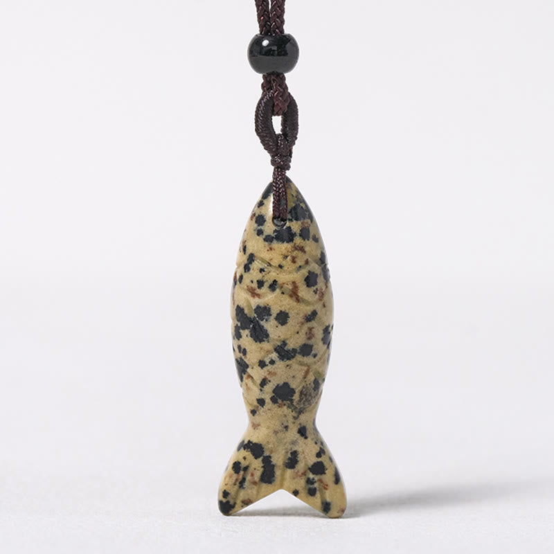 Nimara Ritual Carving Koi Fish Pink Crystal Indian Agate Amethyst Warmth Prosperity Necklace Pendant