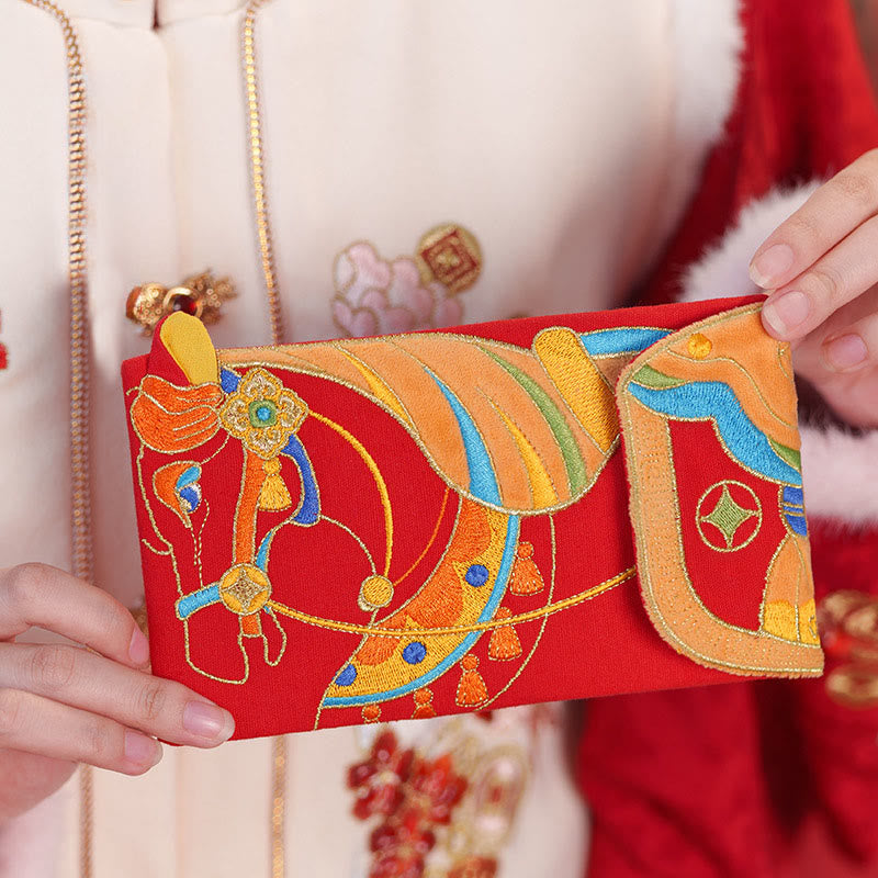 Nimara Ritual Embroidery Year Of The Horse 2026 New Year Tassel Chinese Red Envelope