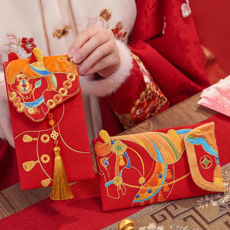 Nimara Ritual Embroidery Year Of The Horse 2026 New Year Tassel Chinese Red Envelope
