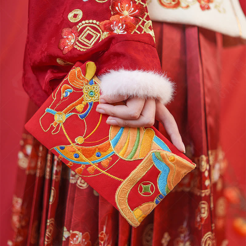 Nimara Ritual Embroidery Year Of The Horse 2026 New Year Tassel Chinese Red Envelope
