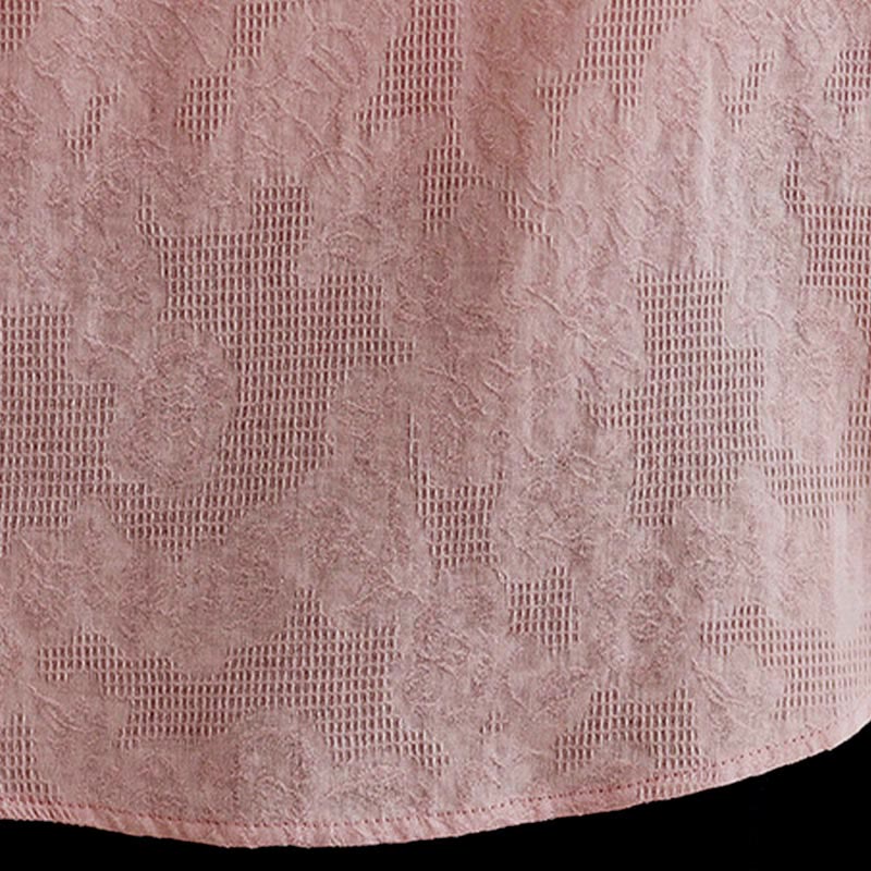 Nimara Ritual Spring Traditional Floral Frog-Button Stand Collar Long Sleeve Women's Cotton Shirt