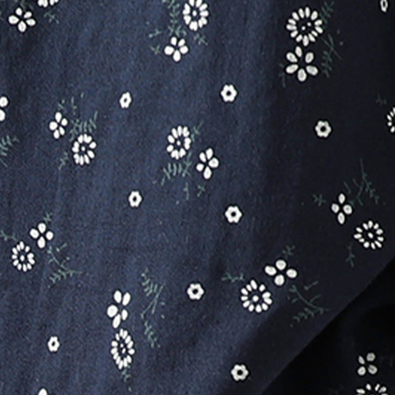 Nimara Ritual Fall Small Floral Pattern Buttons Down Design Long Sleeve Women's Cotton Shirt