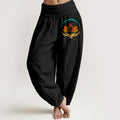 Nimara Ritual Lotus Buddha Symbol Pattern Elastic Waist Women's Harem Pure Cotton Pants