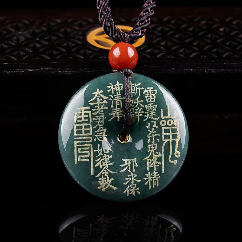 Nimara Ritual Mountain Ghosts Spend Money Peace Buckle Jade Luck Necklace Pendant