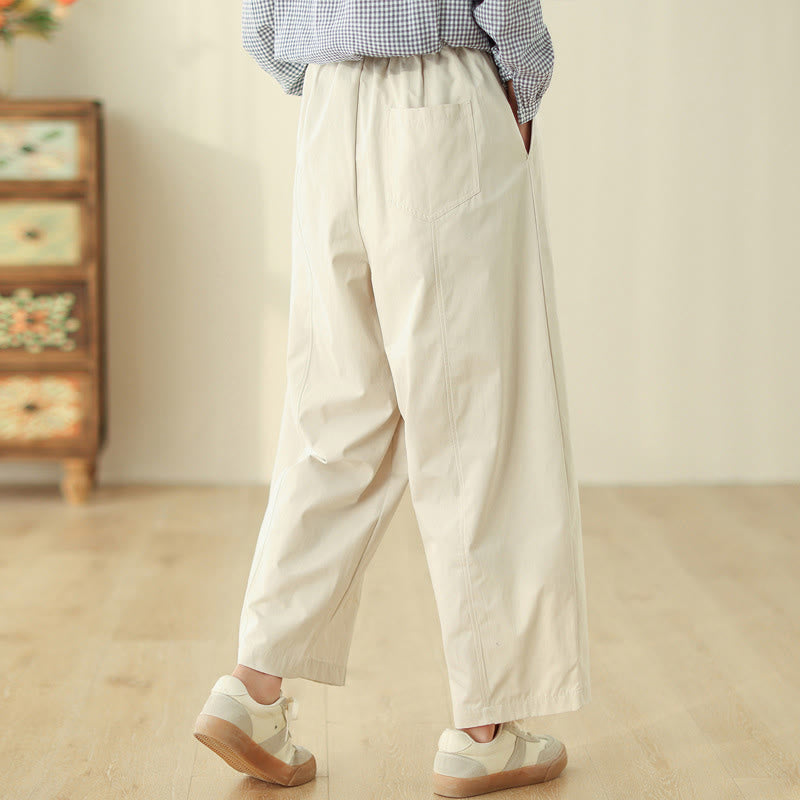 Nimara Ritual Simple Lines Design Ankle-Length Cotton Women's Harem Pants With Pockets