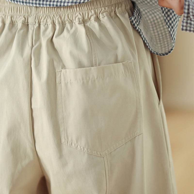 Nimara Ritual Simple Lines Design Ankle-Length Cotton Women's Harem Pants With Pockets
