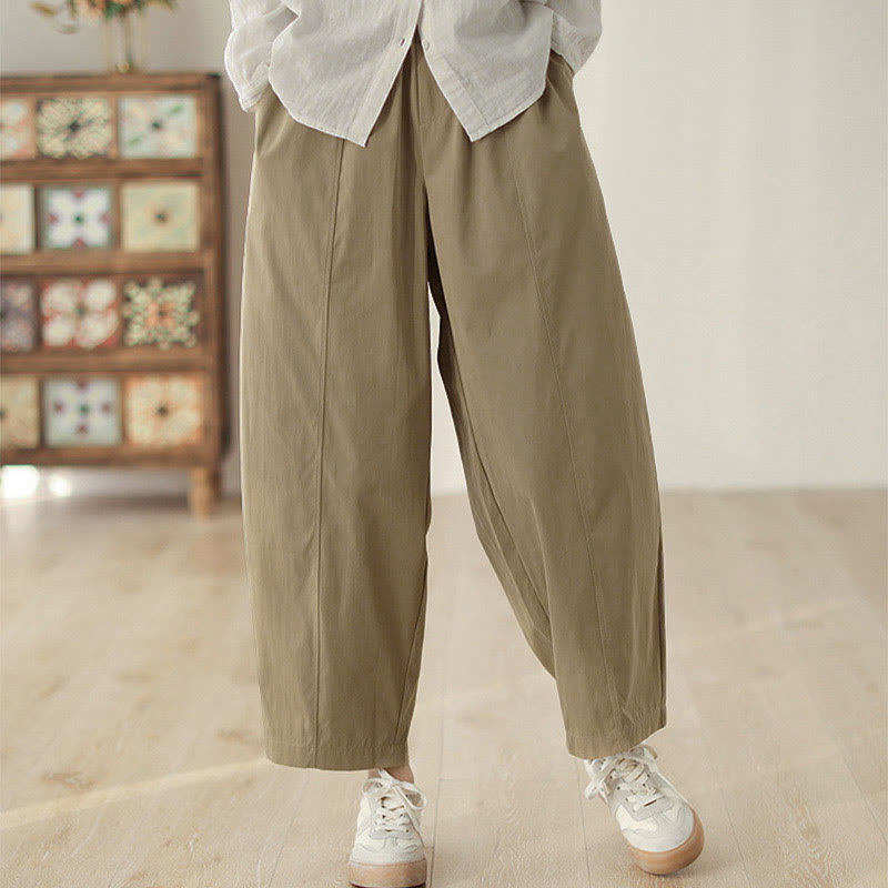 Nimara Ritual Simple Lines Design Ankle-Length Cotton Women's Harem Pants With Pockets