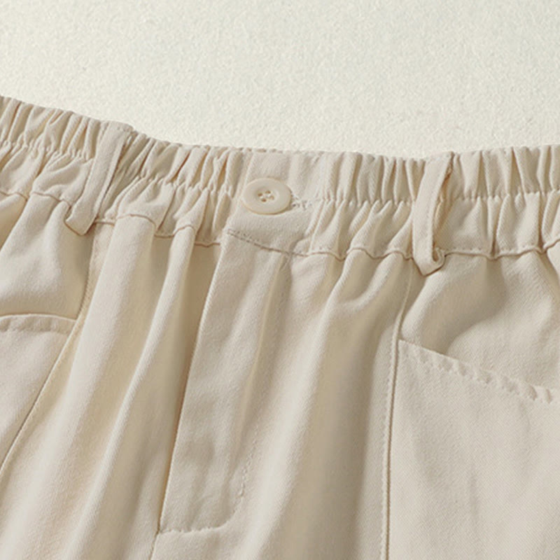 Nimara Ritual Fall Simple Lines Button Zipper Design Ankle-Length Cotton Women's Harem Pants With Pockets