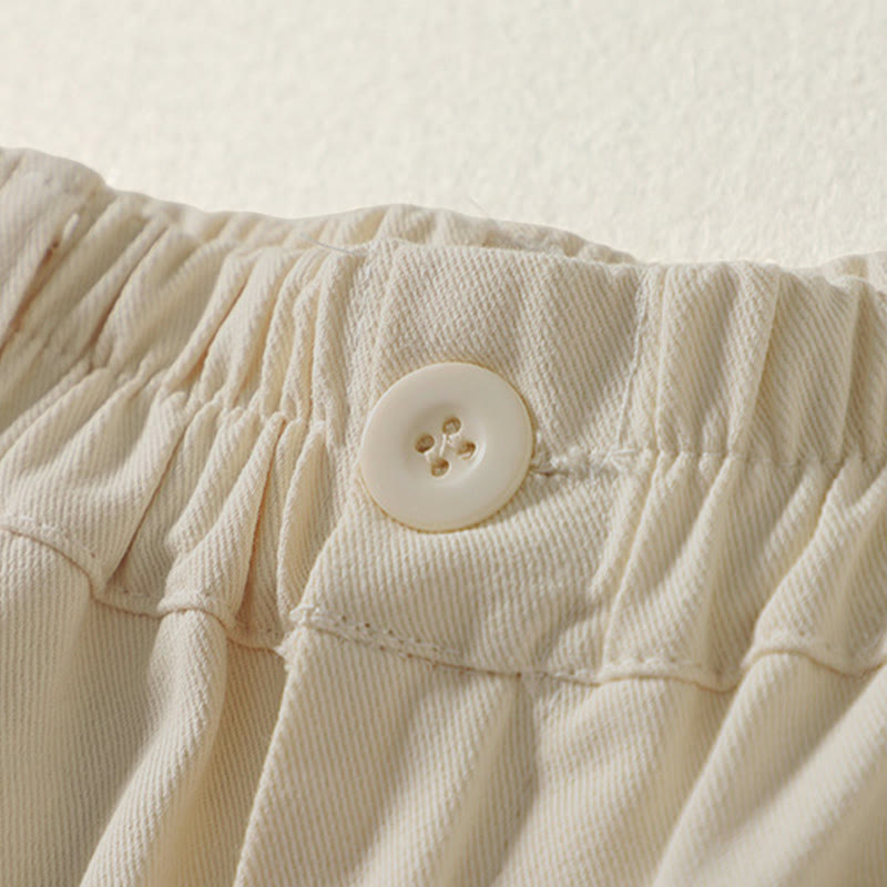 Nimara Ritual Fall Simple Lines Button Zipper Design Ankle-Length Cotton Women's Harem Pants With Pockets