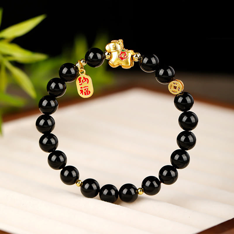 Nimara Ritual Year Of The Horse Black Obsidian Strength Bracelet