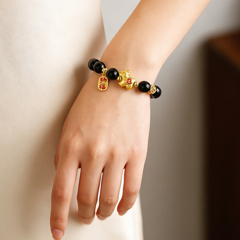 Nimara Ritual Year Of The Horse Black Obsidian Strength Bracelet