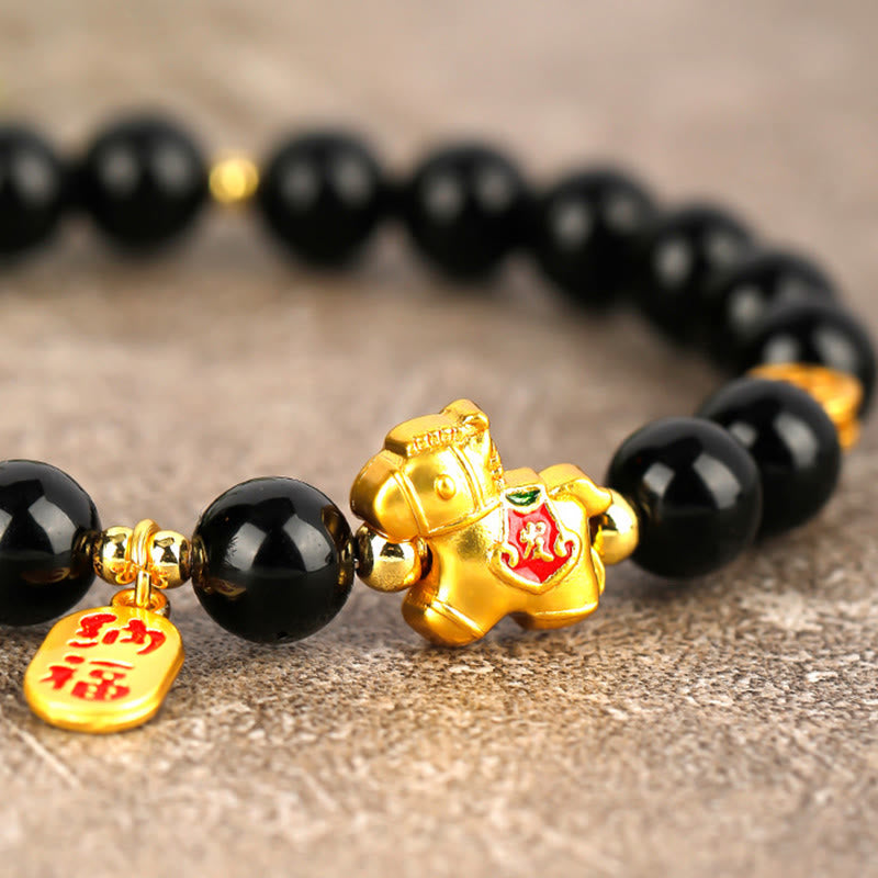 Nimara Ritual Year Of The Horse Black Obsidian Strength Bracelet