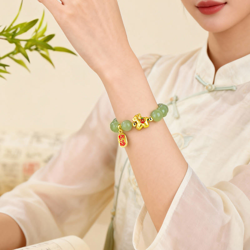 Nimara Ritual Year Of The Horse Hetian Jade Abundance Bracelet