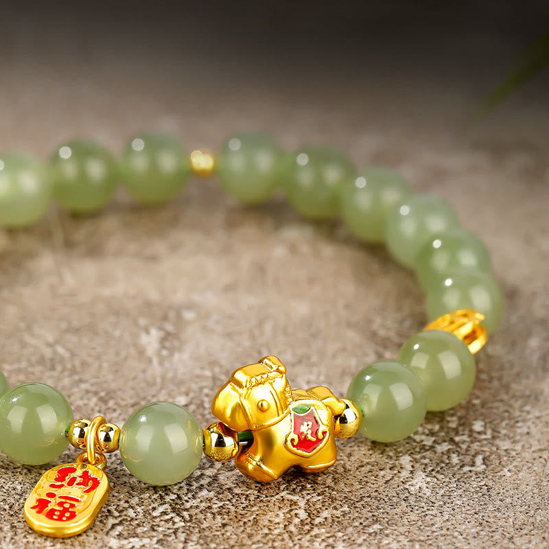 Nimara Ritual Year Of The Horse Hetian Jade Abundance Bracelet