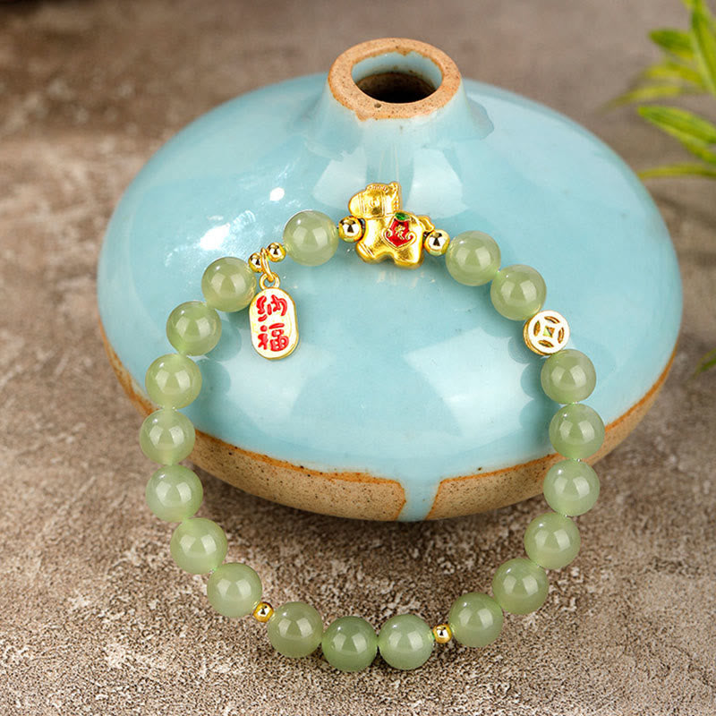 Nimara Ritual Year Of The Horse Hetian Jade Abundance Bracelet