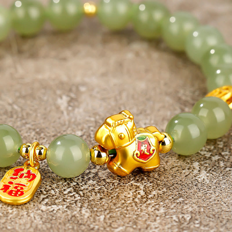 Nimara Ritual Year Of The Horse Hetian Jade Abundance Bracelet