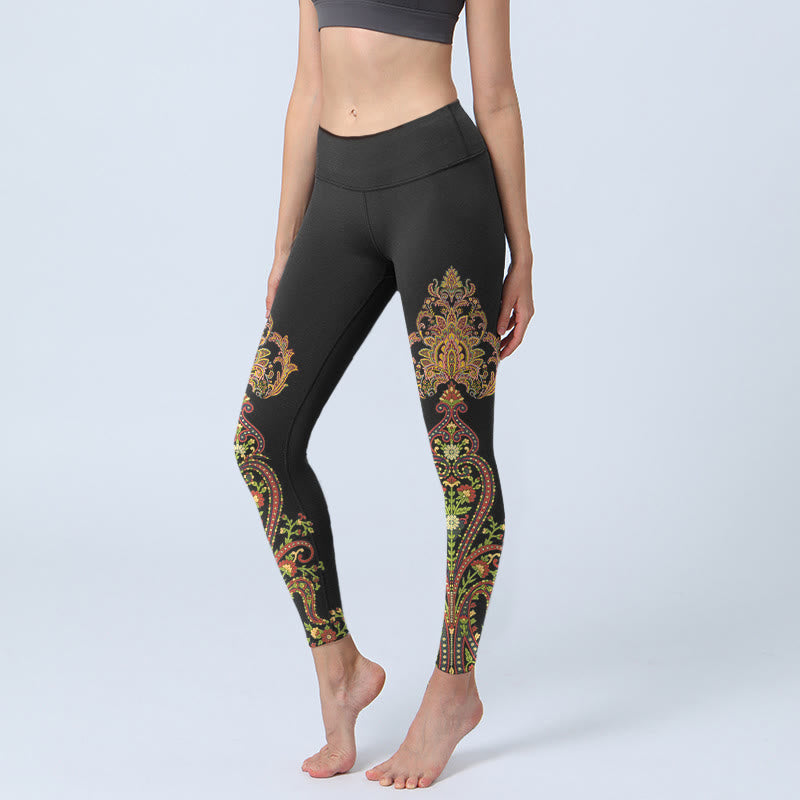 Nimara Ritual Multicolor Paisley Floral Print Gym Leggings Women's Yoga Pants