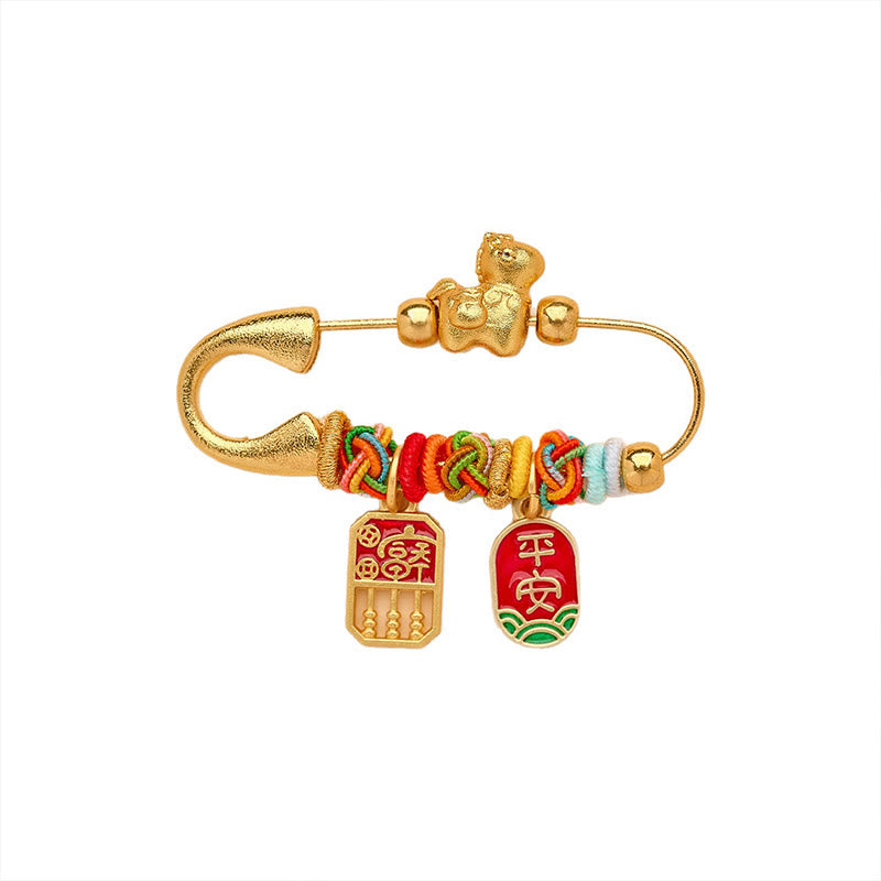 Nimara Ritual Year Of The Horse Fu Character Lotus Attract Fortune Ruyi Handle Peace Buckle Luck Brooch