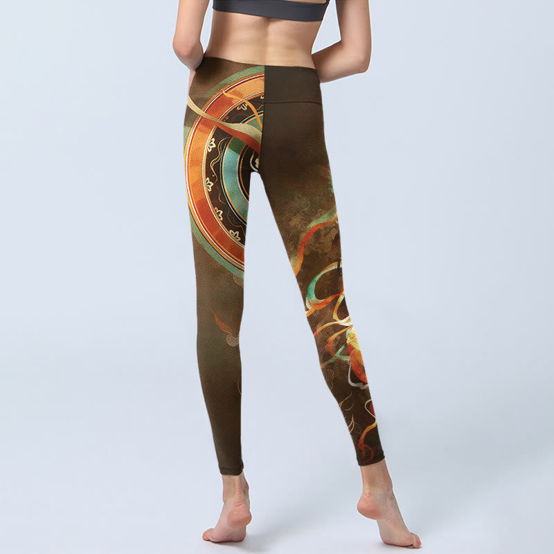 Nimara Ritual Dunhuang Flying Apsaras Mandala Print Gym Leggings Women's Yoga Pants