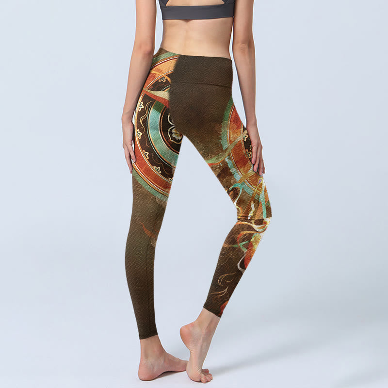 Nimara Ritual Dunhuang Flying Apsaras Mandala Print Gym Leggings Women's Yoga Pants