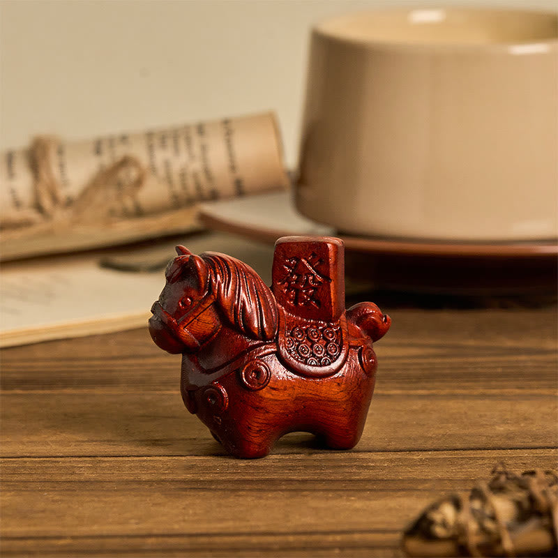 Nimara Ritual Year of the Horse Get rich Green Sandalwood Small Leaf Red Sandalwood Linden Wood Animals Positive Decoration