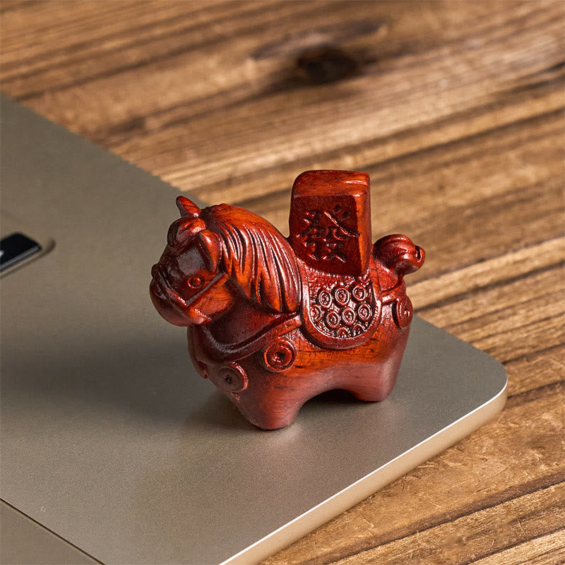 Nimara Ritual Year of the Horse Get rich Green Sandalwood Small Leaf Red Sandalwood Linden Wood Animals Positive Decoration