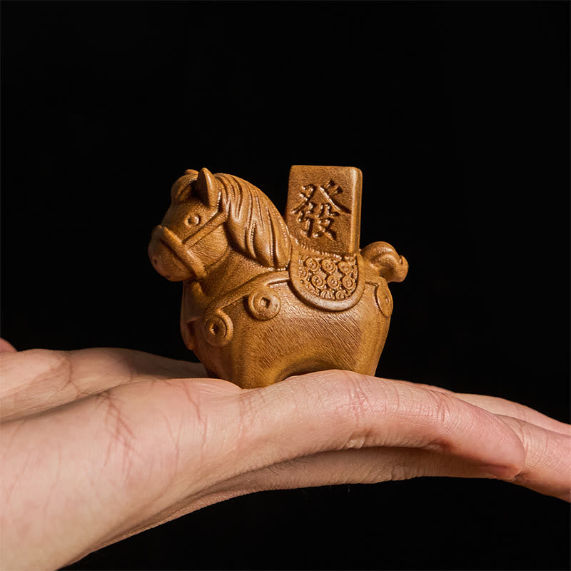 Nimara Ritual Year of the Horse Get rich Green Sandalwood Small Leaf Red Sandalwood Linden Wood Animals Positive Decoration