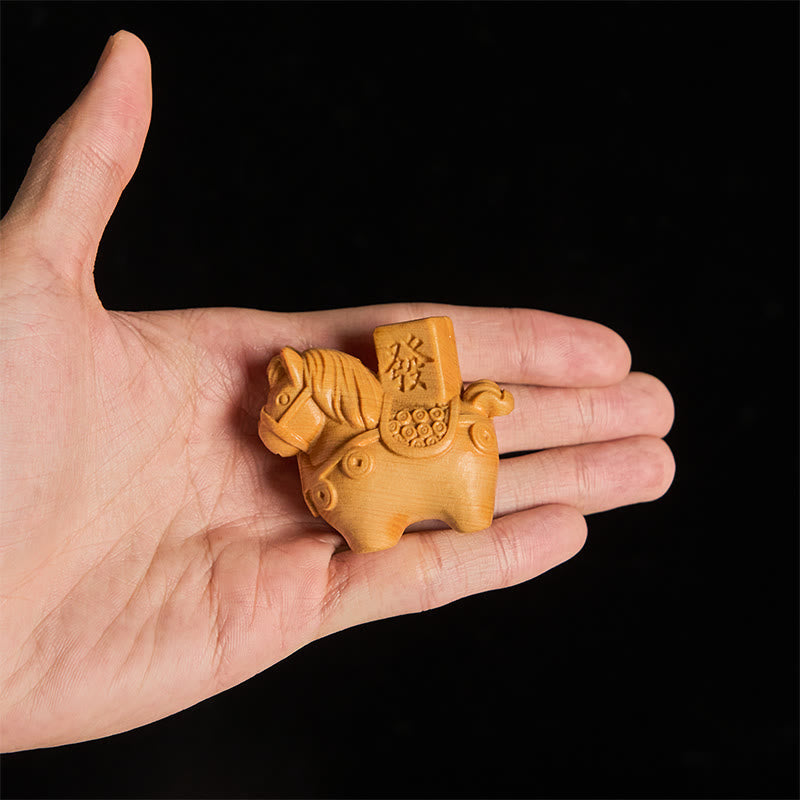 Nimara Ritual Year of the Horse Get rich Green Sandalwood Small Leaf Red Sandalwood Linden Wood Animals Positive Decoration
