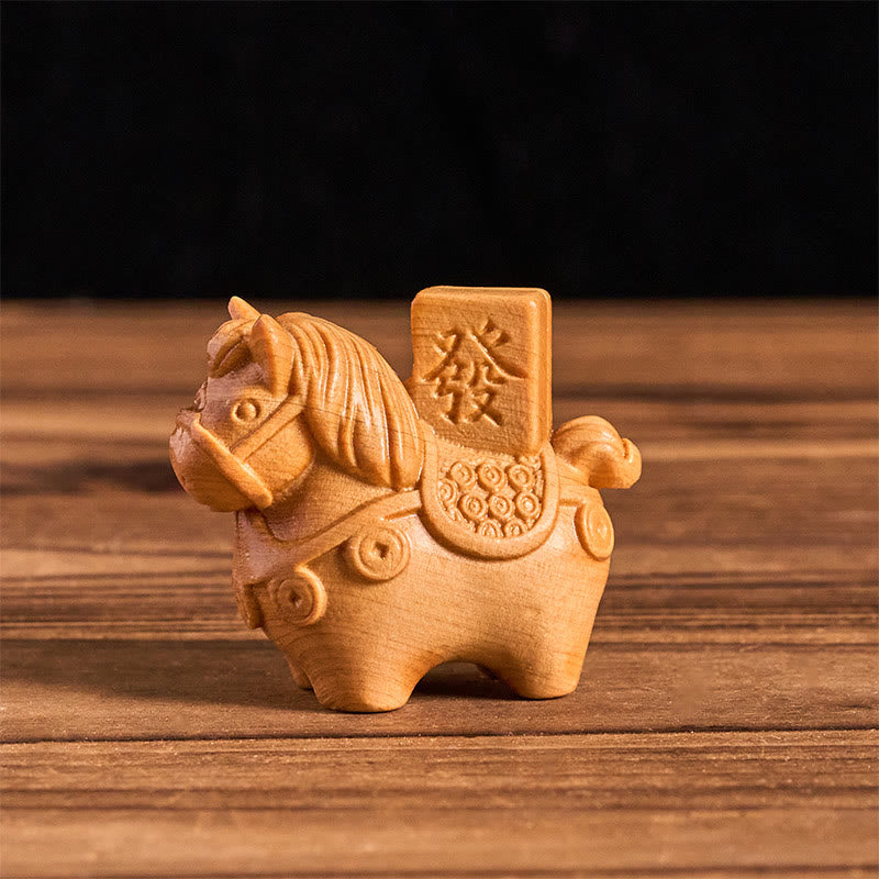 Nimara Ritual Year of the Horse Get rich Green Sandalwood Small Leaf Red Sandalwood Linden Wood Animals Positive Decoration