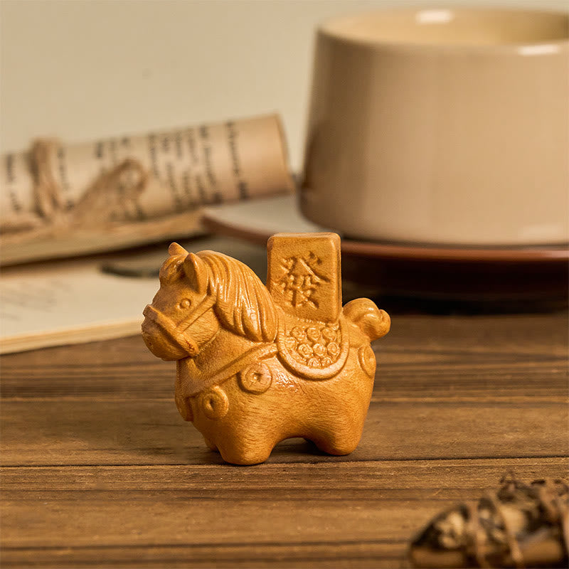 Nimara Ritual Year of the Horse Get rich Green Sandalwood Small Leaf Red Sandalwood Linden Wood Animals Positive Decoration