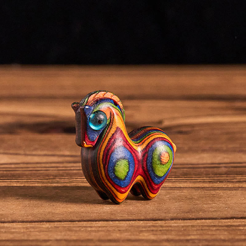 Nimara Ritual Year Of The Horse Carved Tang Horse Rainbow Eucalyptus Creativity Desk Decoration