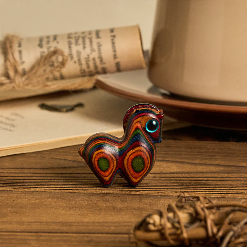 Nimara Ritual Year Of The Horse Carved Tang Horse Rainbow Eucalyptus Creativity Desk Decoration
