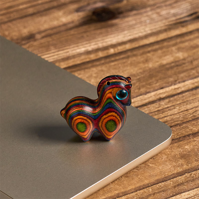 Reduce Stress and Positive Year Of The Horse Carved Tang Horse Rainbow Eucalyptus Desk Decoration