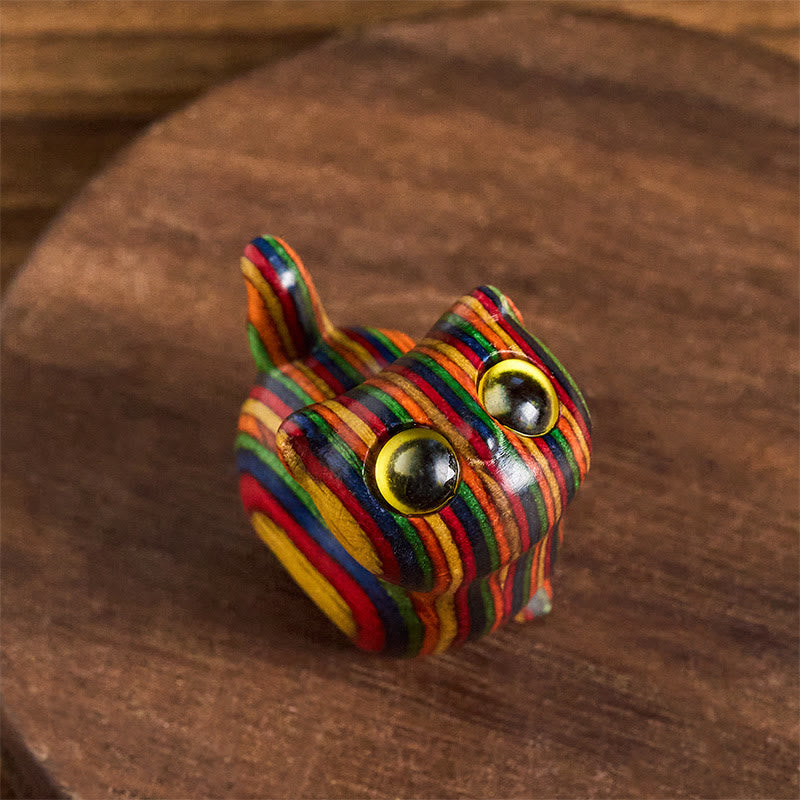 Nimara Ritual Carved Cute Kitten Rainbow Eucalyptus Reduce Stress Decoration