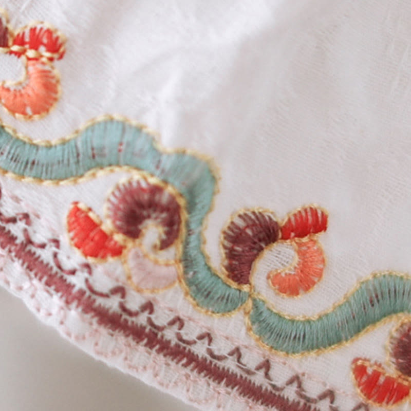 Nimara Ritual Jacquard Frog-button Stand Collar Embroidered Three Quarter Sleeve Design Women's Cotton Shirt