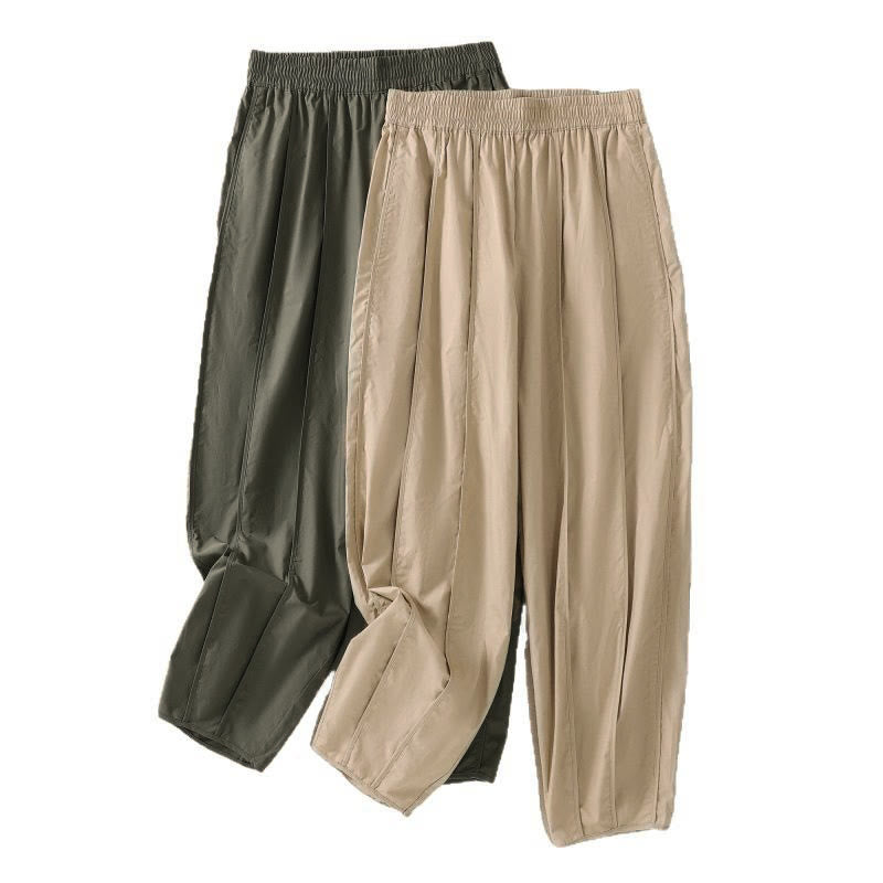 Nimara Ritual Summer Simple Pure Color High Waisted Pleated Women's Harem Pants With Pockets