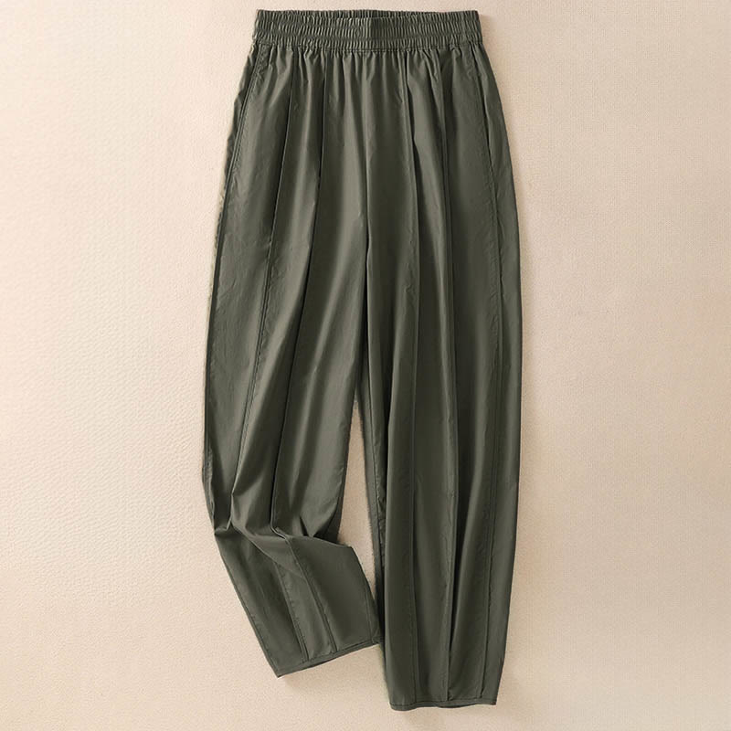 Nimara Ritual Summer Simple Pure Color High Waisted Pleated Women's Harem Pants With Pockets