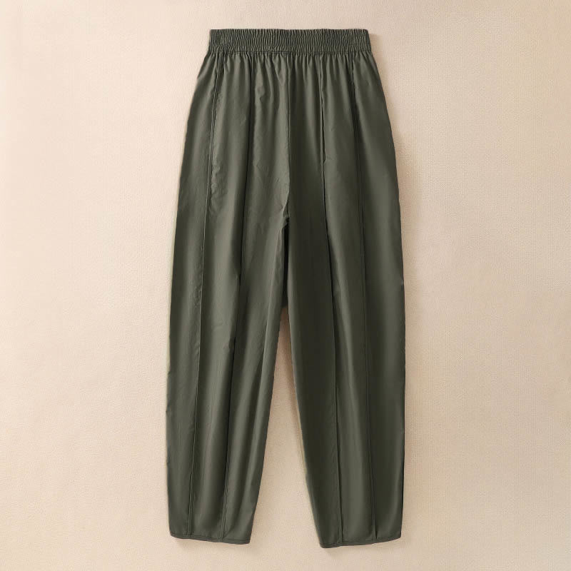 Nimara Ritual Summer Simple Pure Color High Waisted Pleated Women's Harem Pants With Pockets