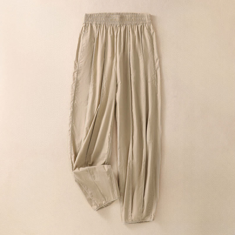 Nimara Ritual Summer Simple Pure Color High Waisted Pleated Women's Harem Pants With Pockets
