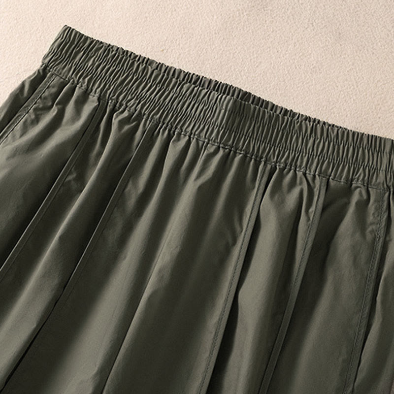 Nimara Ritual Summer Simple Pure Color High Waisted Pleated Women's Harem Pants With Pockets