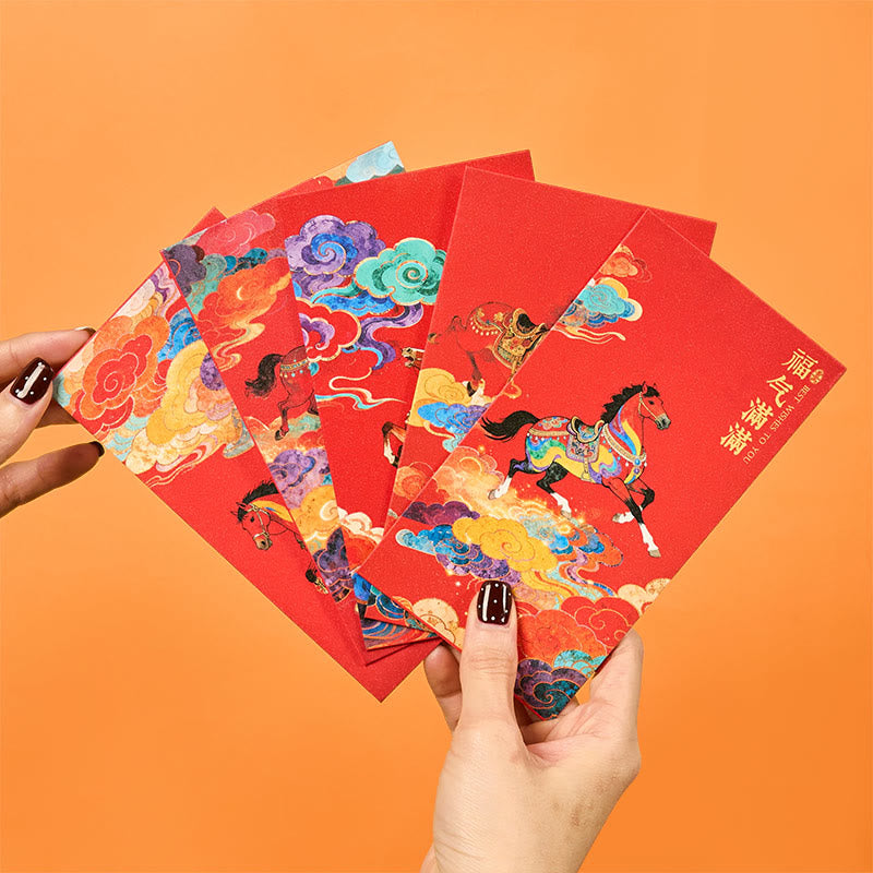 Nimara Ritual Year Of The Horse 2026 New Year Blessings 6pcs Chinese Red Envelope