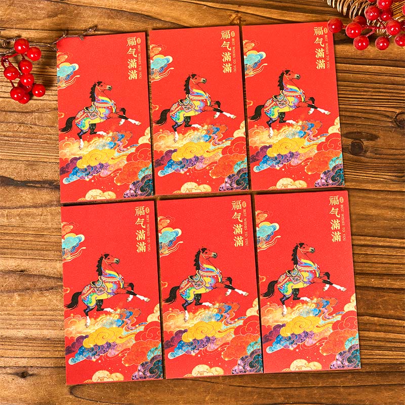 Nimara Ritual Year Of The Horse 2026 New Year Blessings 6pcs Chinese Red Envelope