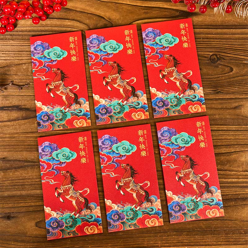 Nimara Ritual Year Of The Horse 2026 New Year Blessings 6pcs Chinese Red Envelope