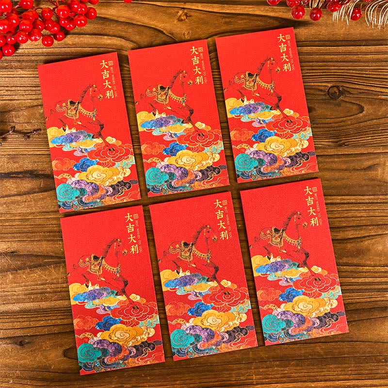 Nimara Ritual Year Of The Horse 2026 New Year Blessings 6pcs Chinese Red Envelope