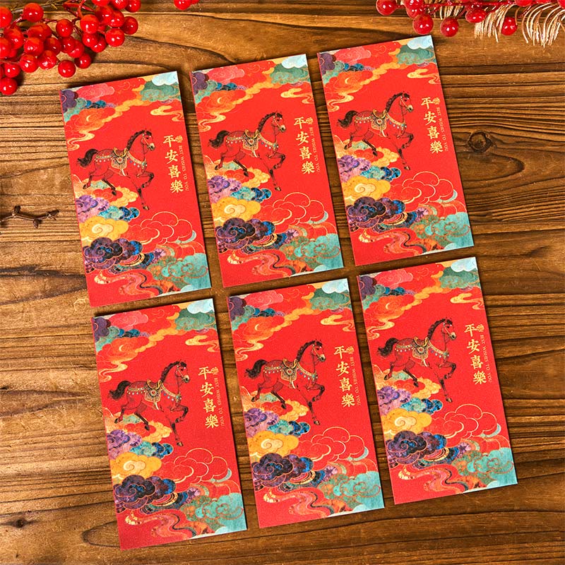 Nimara Ritual Year Of The Horse 2026 New Year Blessings 6pcs Chinese Red Envelope