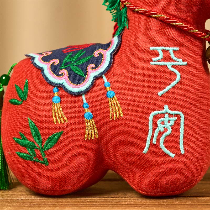 Nimara Ritual Year of the Horse Copper Red String Fu Character Embroidery Prosperity Home Decoration